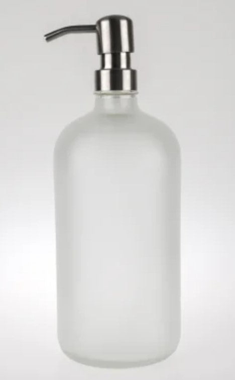 1L (1000ml) Frosted Glass pump dispenser bottle