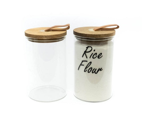 Glass Storage Jar with Leather Loop Lid - 1 litre