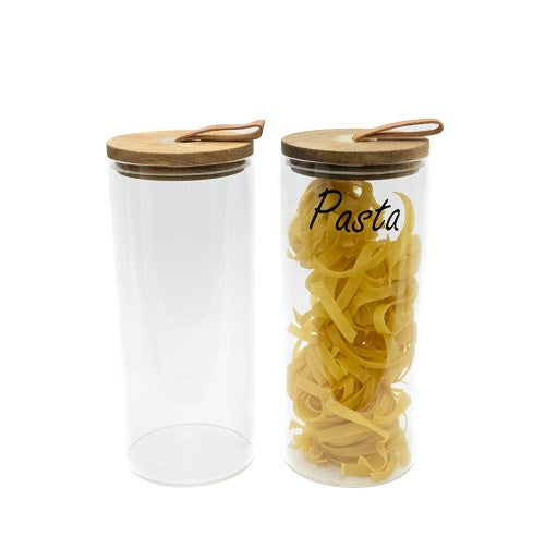 Glass Storage Jar with Leather Loop Lid - 1.5 litre