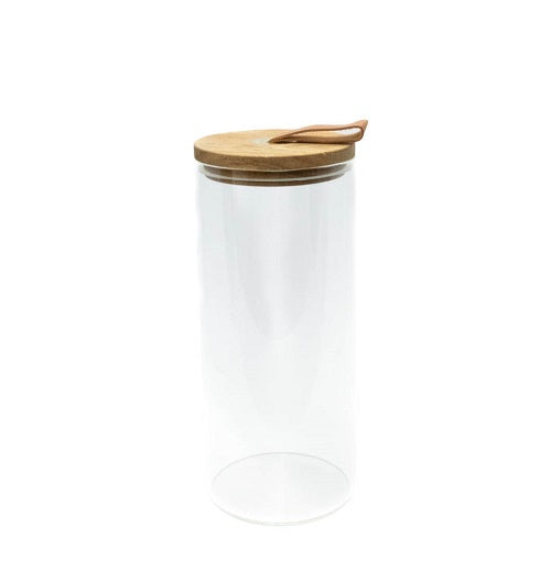 Glass Storage Jar with Leather Loop Lid - 1.5 litre